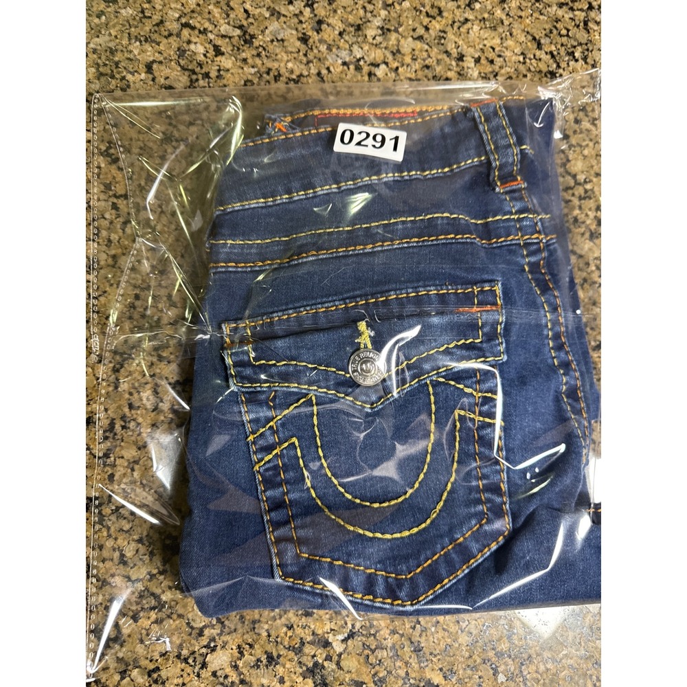 True Religion Stella Low Rise Skinny Jeans Dark Wash Contrast Stitch Size 30 - Picture 8 of 8